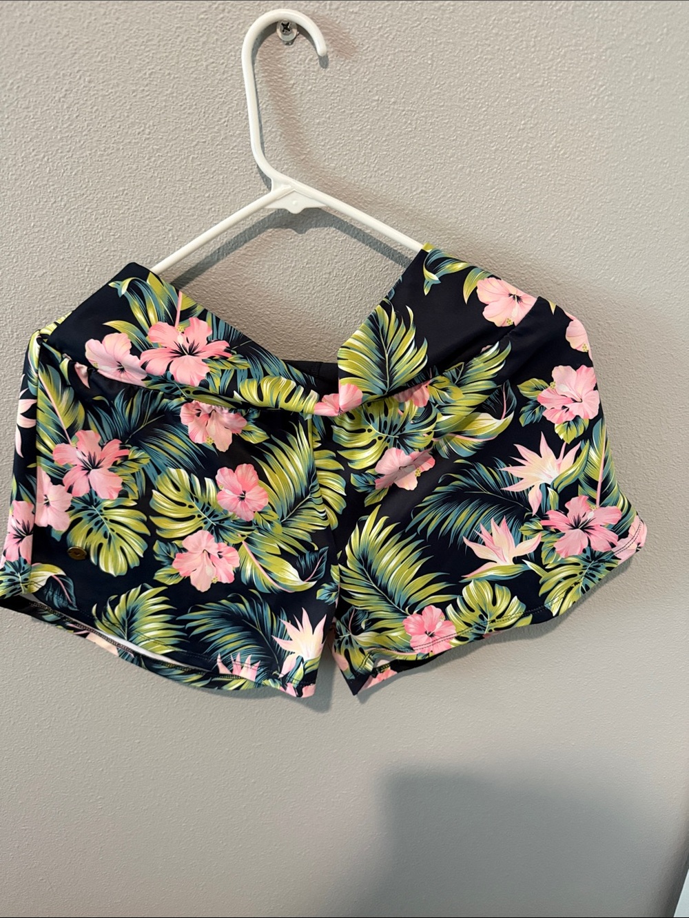 Tropical Floral Athletic Shorts - Pink & Green